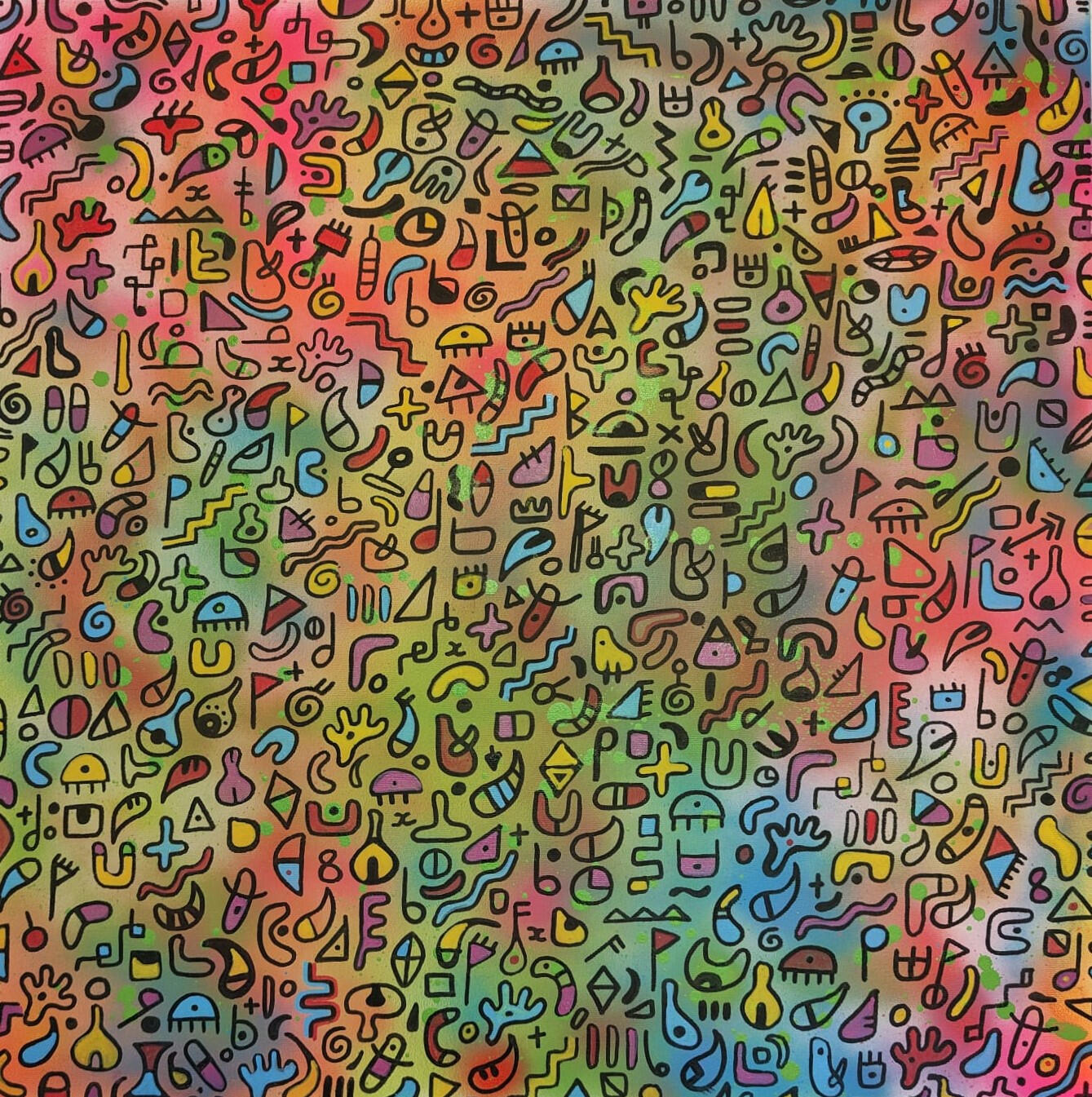 &quot;Experiment gone right&quot;, 70cm x 70cm, Acrylic and spray paint on canvas.